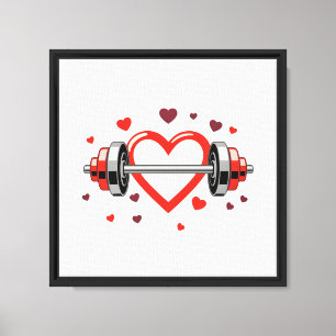 Fitness Heart Barbell Valentines Day Gym Workout  Canvas Print