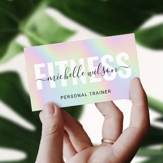 Fitness Holographic Typography Personal Trainer Business Card