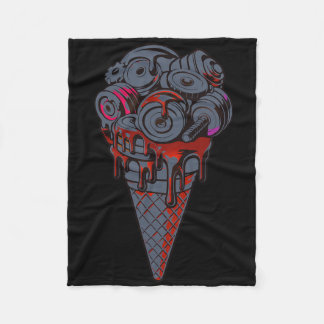 Fitness Ice Cream Cone Dumbbell Humour Gym Lovers  Fleece Blanket