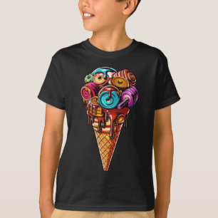 Fitness Ice Cream Cone Dumbbell Humour Gym Lovers T-Shirt