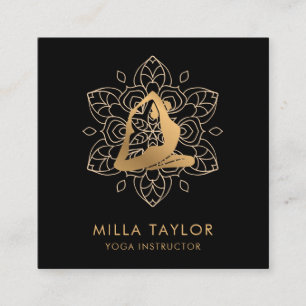 Fitness Instructor Yoga Instructor, Yoga pose, Gym Square Business Card