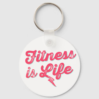 Fitness is Life Hot Pink Fitness Motivation Keychain