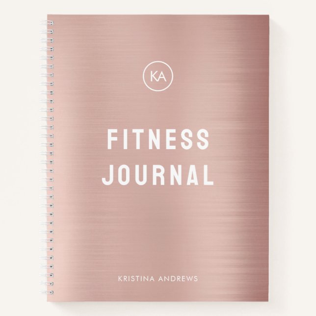 Fitness Journal Rose Rose Or Monogramme (Devant)
