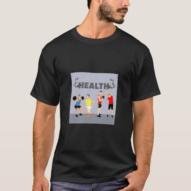 Fitness mens' t-shirt. Design on front & lettering T-Shirt (Front)