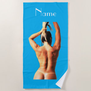 Fitness Model Tanlines Thunder_Cove Beach Towel
