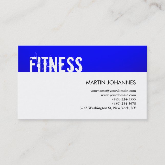 Fitness moderne Sport Bleu Blanc Carte de visite (Devant)