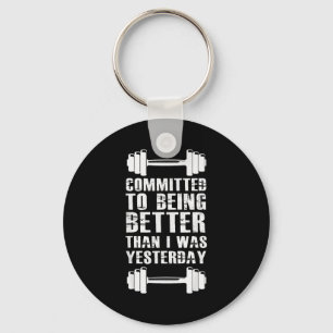 Fitness Motivation For Men Women With Saying Gym W Keychain
