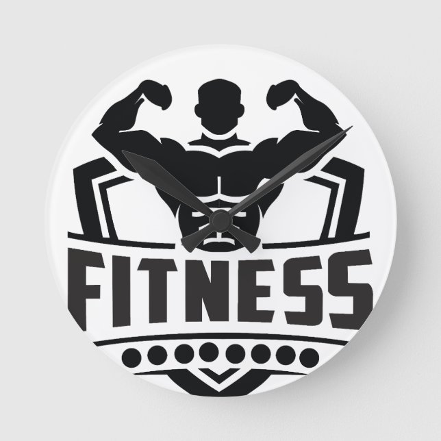 Fitness Motivation Graphic | Strong & Active Life Round Clock (Front)
