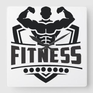Fitness Motivation Graphic   Strong & Active Life Square Wall Clock