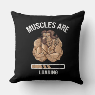 Fitness Muscle Loading Bullock Ox Sport Gym Throw Pillow