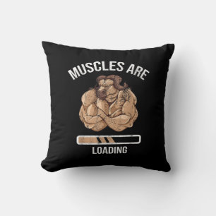 Fitness Muscle Loading Bullock Ox Sport Gym Throw Pillow