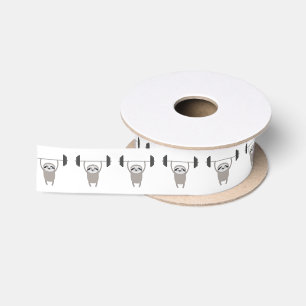 Fitness muscle Sloth wit Weights Satin Ribbon