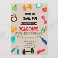Fitness party birthday invitation