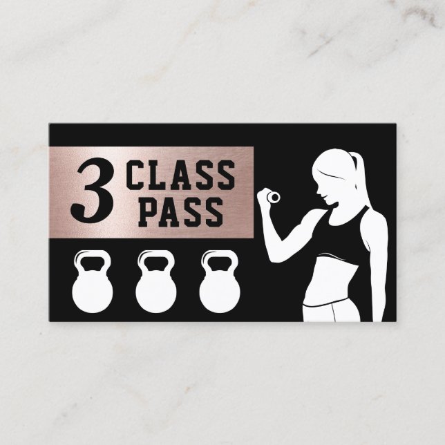 Fitness Personal Trainer 3 Class Pass Gym Loyalty (Front)