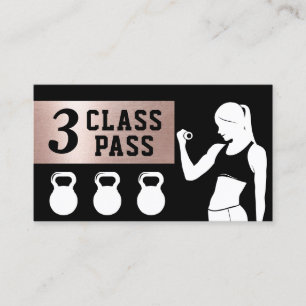 Fitness Personal Trainer 3 Class Pass Gym Loyalty Card