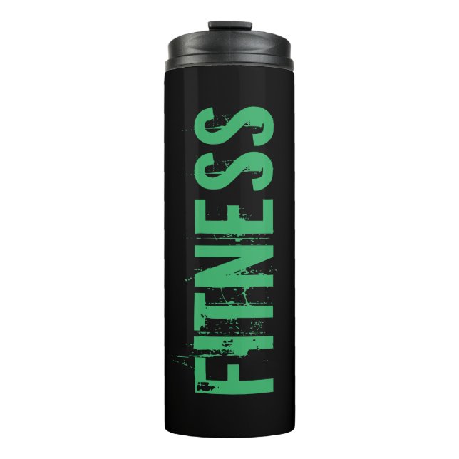 Fitness Personal Trainer Bodybuilding Modern Black Thermal Tumbler (Front)