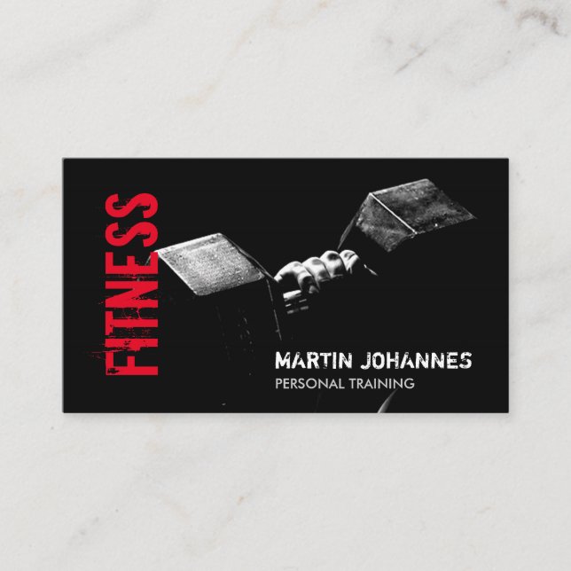 Fitness Personal Trainer Bodybuilding Modern Sharp Business Card (Front)