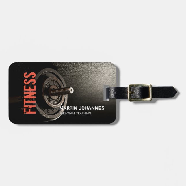 Fitness Personal Trainer Bodybuilding Modern Sharp Luggage Tag (Front Horizontal)