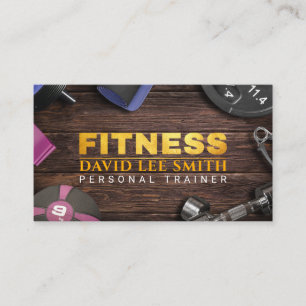Fitness Personal Trainer Gold Typography Business Card