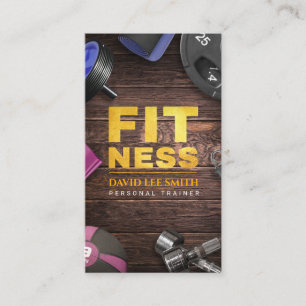 Fitness Personal Trainer Gold Typography Business Card