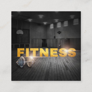 Fitness Personal Trainer Gold Typography Square Bu Business Card