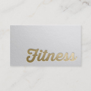 Fitness Personal Trainer Minimal White Gold Emboss Business Card