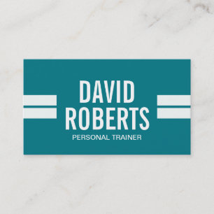 Fitness Personal Trainer Modern Stripes Teal Business Card