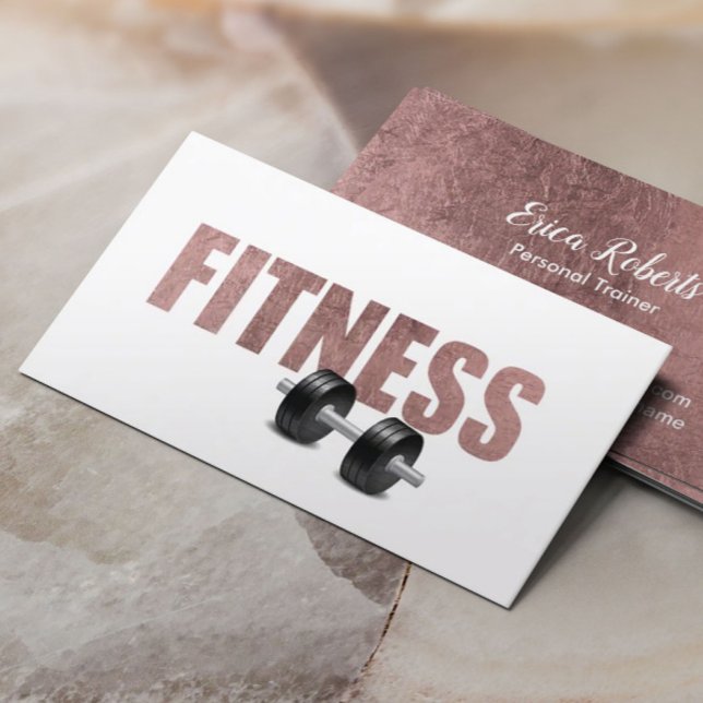 Fitness Personal Trainer Rose Gold Typography Business Card (Creator Uploaded)
