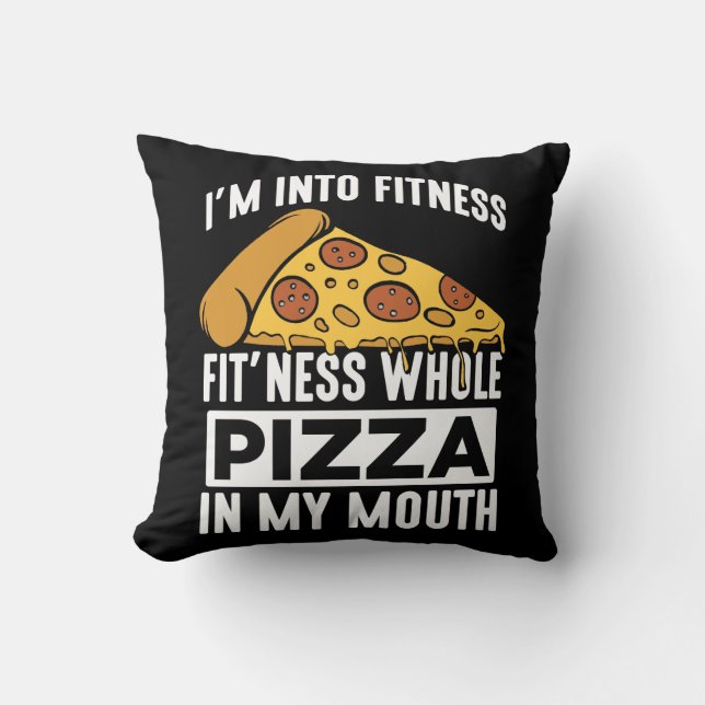 Fitness Pizza Slice Restaurant Lover Gym Foodie Throw Pillow (Front)