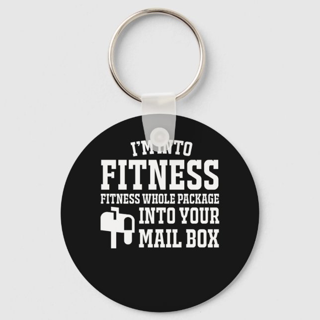 Fitness Postal Worker Package Into Mailbox Keychain (Front)