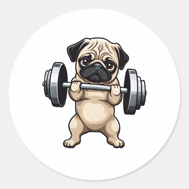 Fitness Pug Classic Round Sticker (Front)