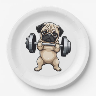 Fitness Pug Paper Plate