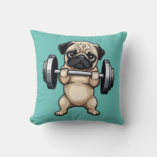 Fitness Pug Throw Pillow