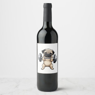 Fitness Pug Wine Label