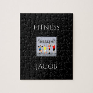 Fitness puzzle in black with custom name.