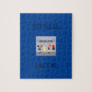 Fitness puzzle in blue with custom name.