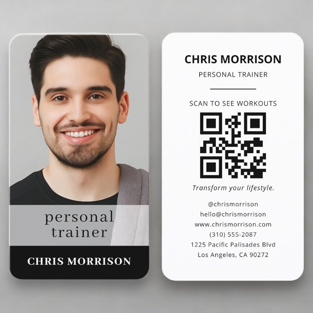 Fitness QR Code Personal Trainer Professional Business Card (Creator Uploaded)