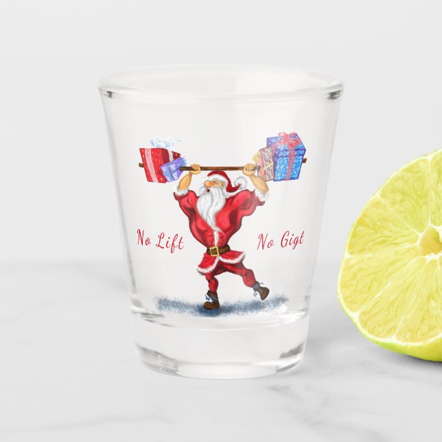 Fitness Santa Shot Glass Funny (Front)