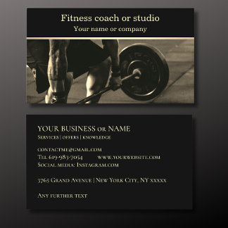 Fitness studio centre coach instructor business card