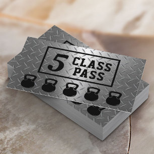 Fitness Trainer 5 Class Pass Modern Metal Loyalty Card