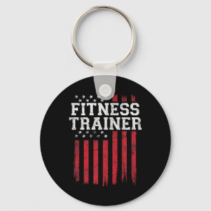 Fitness Trainer American Flag Usa Patriot Patrioti Keychain