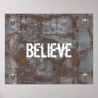 Fitness Trainer "Believe" Rusty Metal Motivational