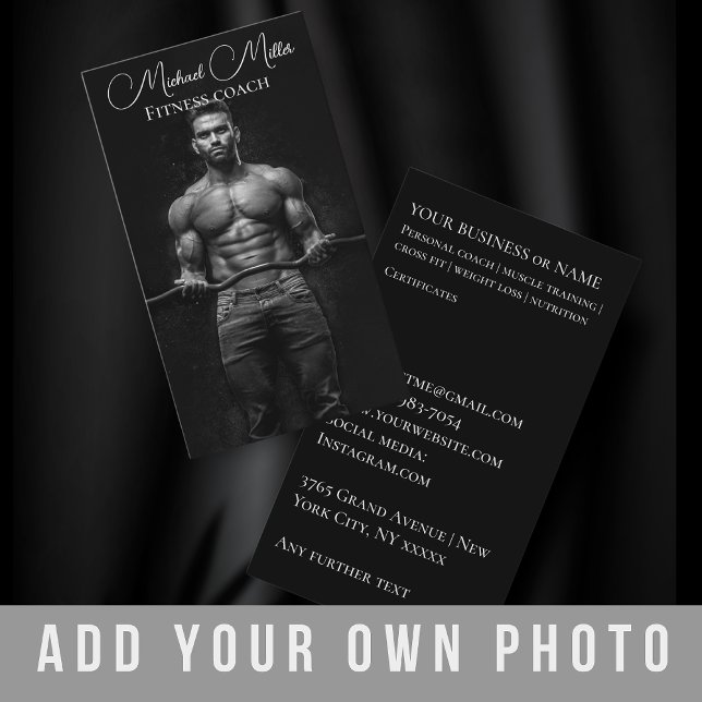 Fitness trainer body building coach instructor business card (Creator Uploaded)