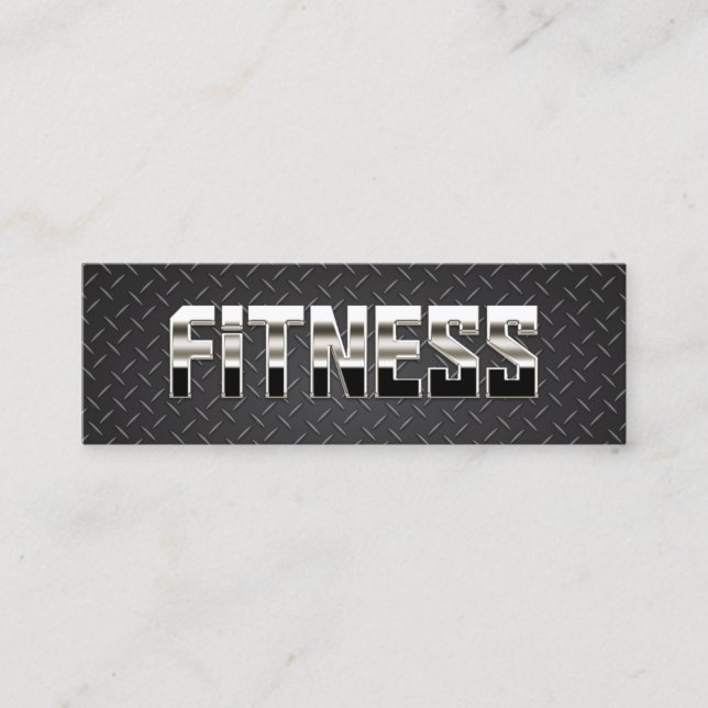 Fitness Trainer Cool Steel & Metal mini Mini Business Card (Front)