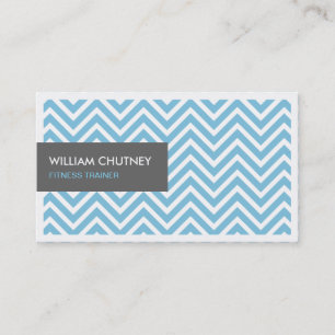 Fitness Trainer - Light Blue Chevron Zigzag Business Card