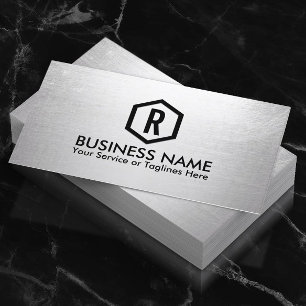 Fitness Trainer Modern Silver Monogram Business Card