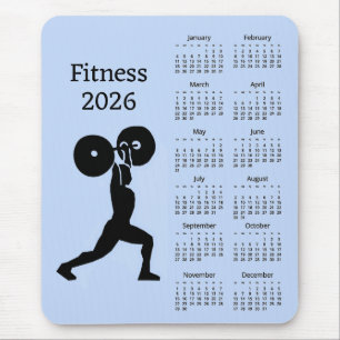 Fitness Weight Lifting 2026 Calendar Mouse Pad