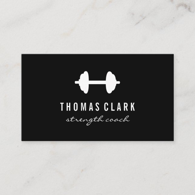 Fitness Weight Simple Black and White Business Card (Front)