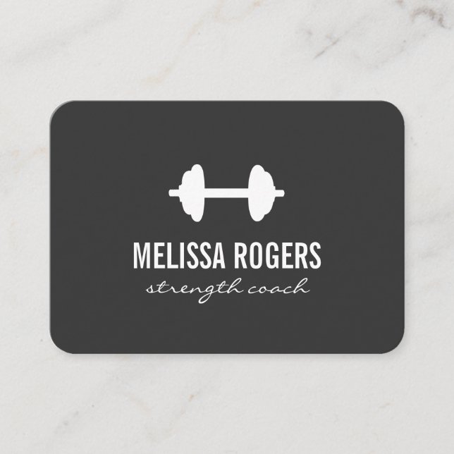 Fitness Weight Simple Grey Business Card (Front)