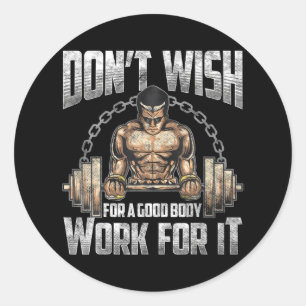 Fitness Weightlifting Barbell and Work Out Classic Round Sticker